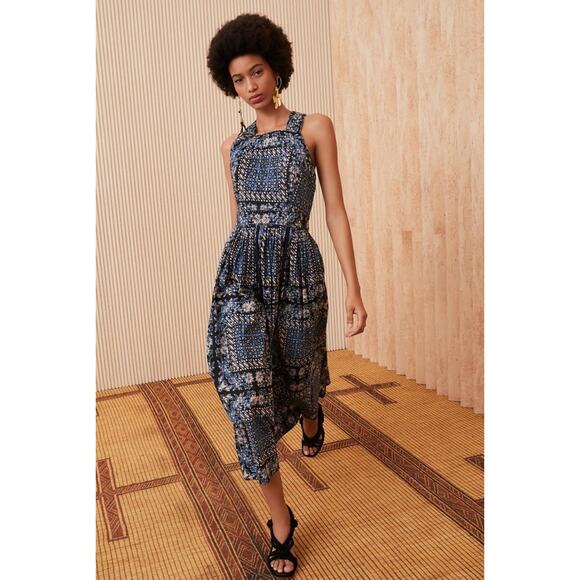 Ulla Johnson Kerani Cutout Back Midi Fit & Flare Dress Azure size 10 - Picture 1 of 9